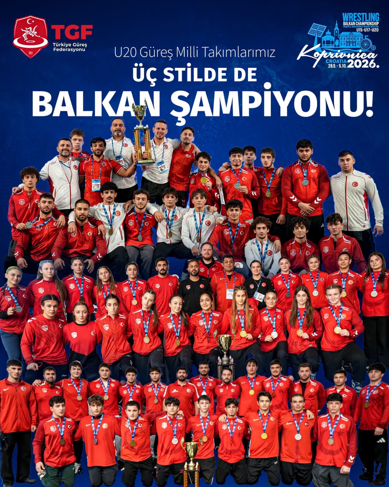 U20 GÜREŞ MİLLİ TAKIMLARIMIZ BALKAN ŞAMPİYONASI’NDA ÜÇ STİLDE DE ZİRVEDE!