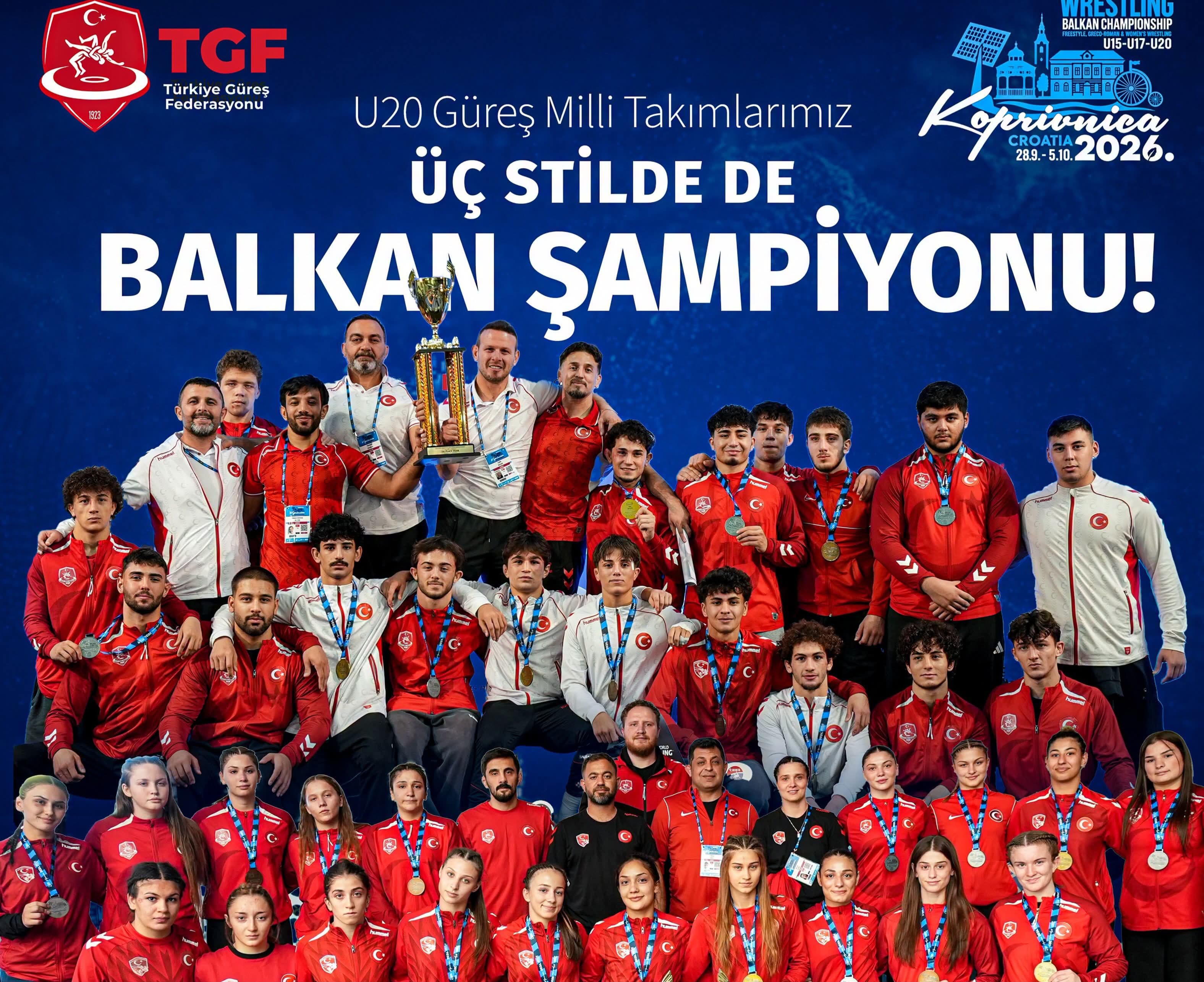 U20 GÜREŞ MİLLİ TAKIMLARIMIZ BALKAN ŞAMPİYONASI’NDA ÜÇ STİLDE DE ZİRVEDE!